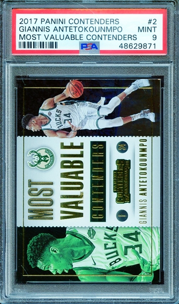 2017 PANINI CONTENDERS MOST VALUABLE CONTENDERS 2 G.ANTETOKOUNMPO MOST VALUABLE CONTENDERS PSA MINT 9