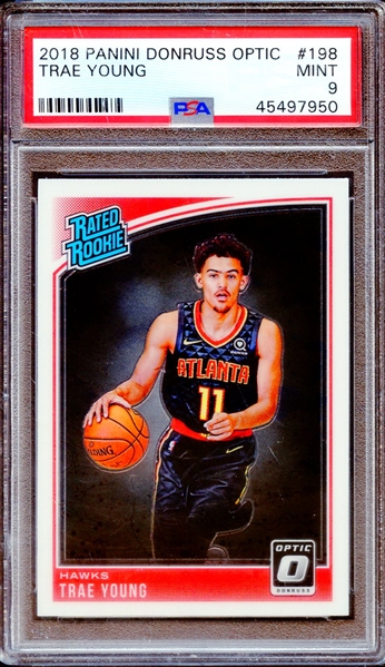 2018 PANINI DONRUSS OPTIC 198 TRAE YOUNG PSA MINT 9