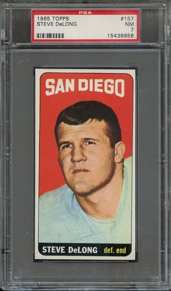 1965 TOPPS 157 STEVE DeLONG PSA NM 7