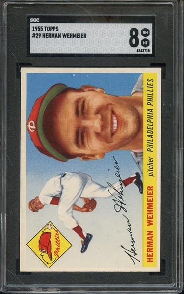1955 TOPPS 29 HERMAN WEHMEIER SGC NM-MT 8