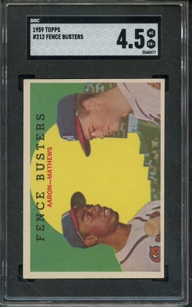 1959 TOPPS 212 FENCE BUSTERS AARON MATHEWS SGC VG-EX+ 4.5