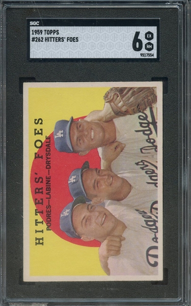 1959 TOPPS HITTERS' FOES DRYSDALE SGC EX-MT 6