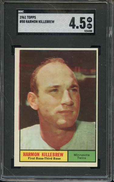 1961 TOPPS 80 HARMON KILLEBREW SGC VG-EX+ 4.5