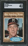 1962 TOPPS 399 WARREN SPAHN ALL STAR SGC VG-EX 4