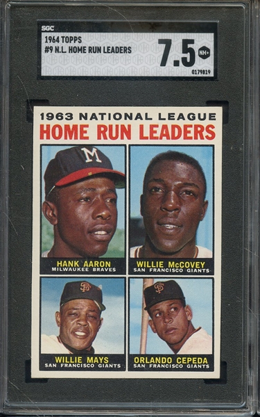 1964 TOPPS 9 NL HOME RUN LEADERS AARON MCCOVEY MAYS CEPEDA SGC NM+ 7.5