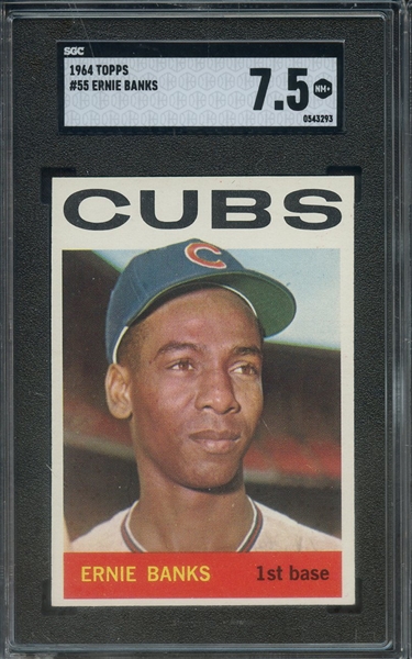 1964 TOPPS 55 ERNIE BANKS SGC NM+ 7.5