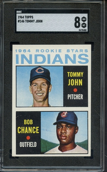 1964 TOPPS 146 TOMMY JOHN RC SGC NM-MT 8