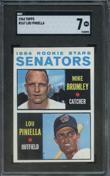 1964 TOPPS 167 LOU PINIELLA RC SGC NM 7
