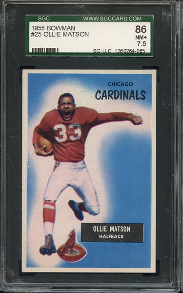 1955 BOWMAN 25 OLLIE MATSON SGC NM+ 86 / 7.5