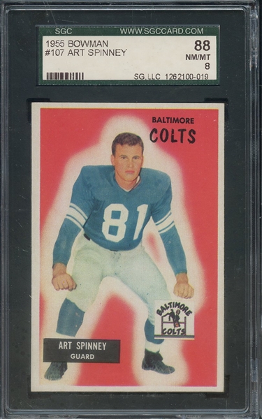 1955 BOWMAN 107 ART SPINNEY SGC NM/MT 88 / 8