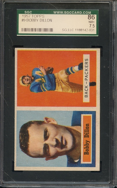 1957 TOPPS 9 BOBBY DILLON SGC NM+ 86 / 7.5