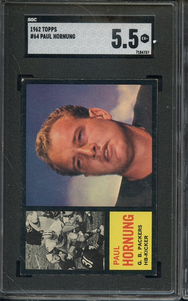 1962 TOPPS 64 PAUL HORNUNG SGC EX+ 5.5