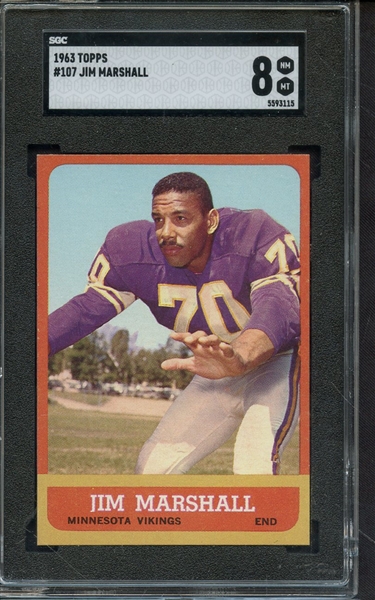 1963 TOPPS 107 JIM MARSHALL SGC NM-MT 8