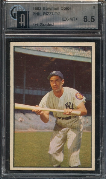 1953 BOWMAN COLOR 9 PHIL RIZZUTO GAI EX-MT+ 6.5