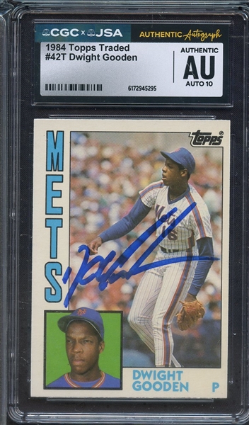 1984 TOPPS TRADED 42T SIGNED DWIGHT GOODEN CGC AUTHENTIC JSA AUTO 10