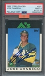 1986 TOPPS TRADED 20T SIGNED JOSE CANSECO PSA MINT 9 PSA/DNA AUTO 10 MBA BRONZE