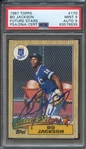 1987 TOPPS 170 SIGNED BO JACKSON PSA MINT 9 PSA/DNA AUTO 9