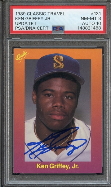 1989 CLASSIC TRAVEL UPDATE I 131 SIGNED KEN GRIFFEY JR PSA NM-MT 8 PSA/DNA AUTO 10