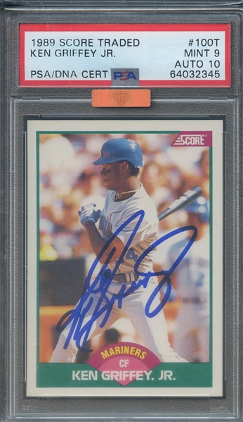 1989 SCORE TRADED 100T SIGNED KEN GRIFFEY JR PSA MINT 9 PSA/DNA AUTO 10 BRONZE