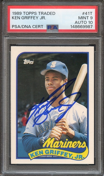 1989 TOPPS TRADED 41T SIGNED KEN GRIFFEY JR PSA MINT 9 PSA/DNA AUTO 10