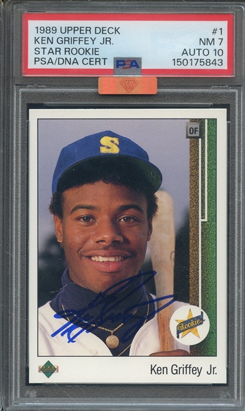 1989 UPPER DECK 1 SIGNED KEN GRIFFEY JR PSA NM 7 PSA/DNA AUTO 10 MBA BRONZE
