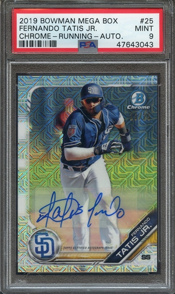 2019 BOWMAN MEGA BOX CHROME AUTOGRAPH 25 FERNANDO TATIS JR PSA MINT 9
