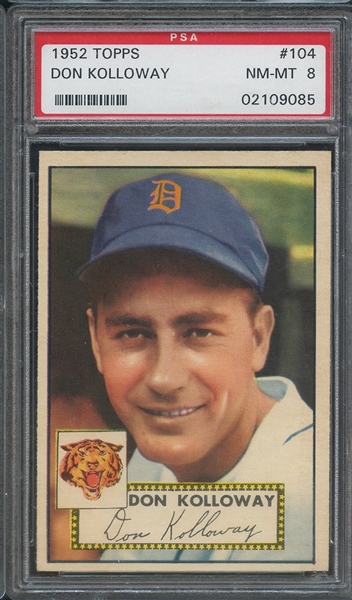 1952 TOPPS 104 DON KOLLOWAY PSA NM-MT 8