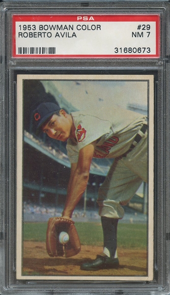 1953 BOWMAN COLOR 29 ROBERTO AVILA PSA NM 7