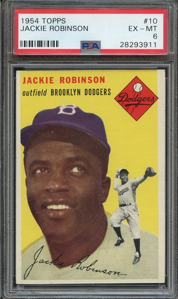 1954 TOPPS 10 JACKIE ROBINSON PSA EX-MT 6
