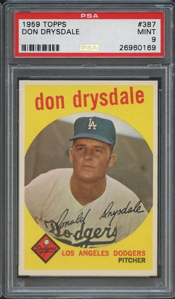 1959 TOPPS 387 DON DRYSDALE PSA MINT 9
