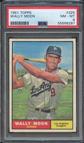 1961 TOPPS 325 WALLY MOON PSA NM-MT 8
