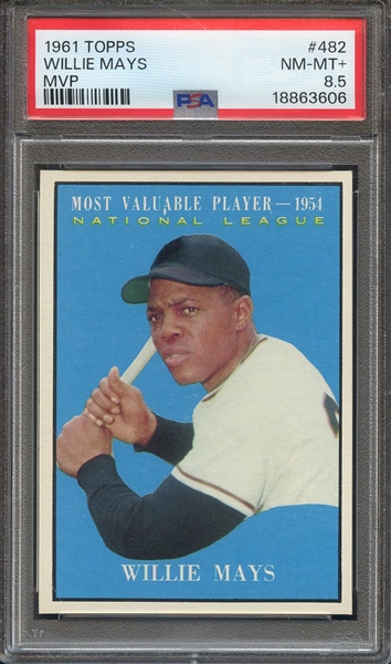 1961 TOPPS 482 WILLIE MAYS MVP PSA NM-MT+ 8.5