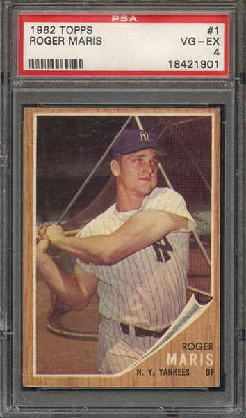 1962 TOPPS 1 ROGER MARIS PSA VG-EX 4