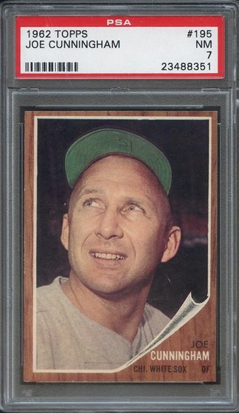 1962 TOPPS 195 JOE CUNNINGHAM PSA NM 7