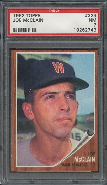 1962 TOPPS 324 JOE McCLAIN PSA NM 7