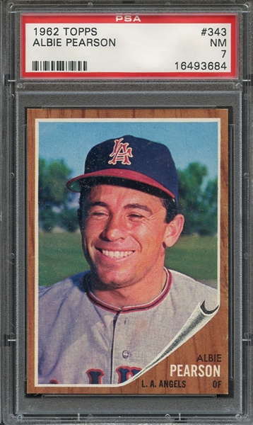 1962 TOPPS 343 ALBIE PEARSON PSA NM 7