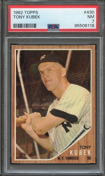 1962 TOPPS 430 TONY KUBEK PSA NM 7