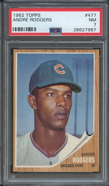 1962 TOPPS 477 ANDRE RODGERS PSA NM 7