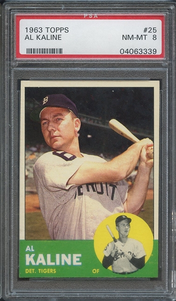 1963 TOPPS 25 AL KALINE PSA NM-MT 8