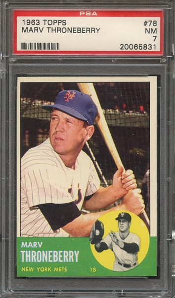 1963 TOPPS 78 MARV THRONEBERRY PSA NM 7