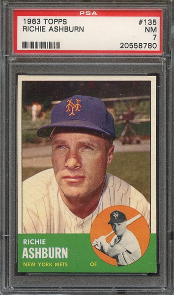 1963 TOPPS 135 RICHIE ASHBURN PSA NM 7