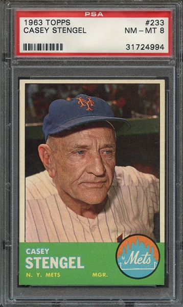 1963 TOPPS 233 CASEY STENGEL PSA NM-MT 8