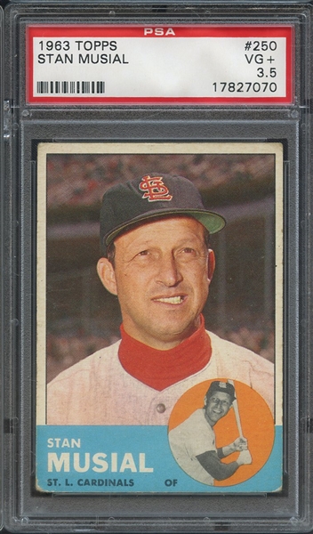 1963 TOPPS 250 STAN MUSIAL PSA VG+ 3.5