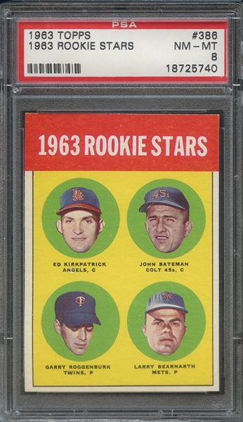 1963 TOPPS 386 1963 ROOKIE STARS PSA NM-MT 8