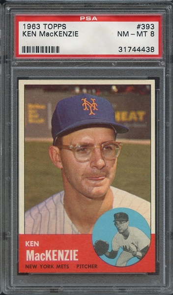 1963 TOPPS 393 KEN MacKENZIE PSA NM-MT 8