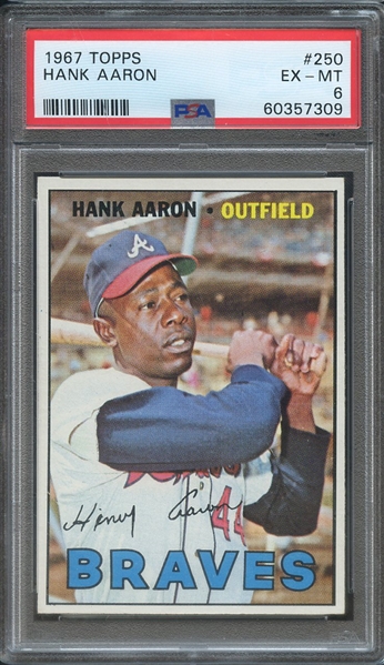 1967 TOPPS 250 HANK AARON PSA EX-MT 6