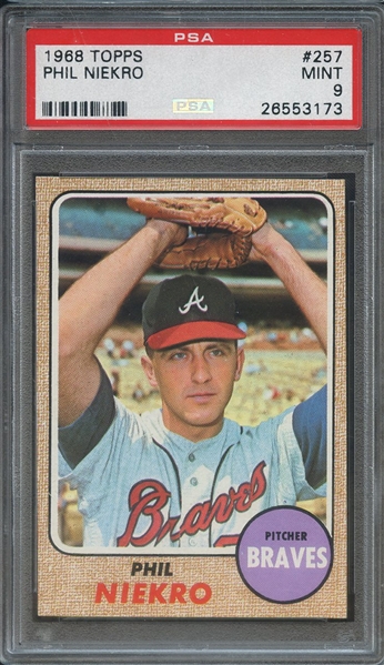 1968 TOPPS 257 PHIL NIEKRO PSA MINT 9