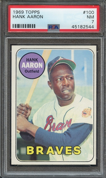 1969 TOPPS 100 HANK AARON PSA NM 7