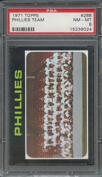 1971 TOPPS 268 PHILLIES TEAM PSA NM-MT 8