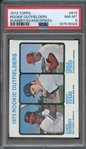 1973 TOPPS 614 ROOKIE OUTFIELDERS BUMBRY/EVANS/SPIKES PSA NM-MT 8